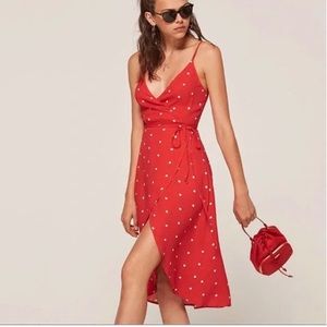 Reformation Anouk polka dot wrap dress